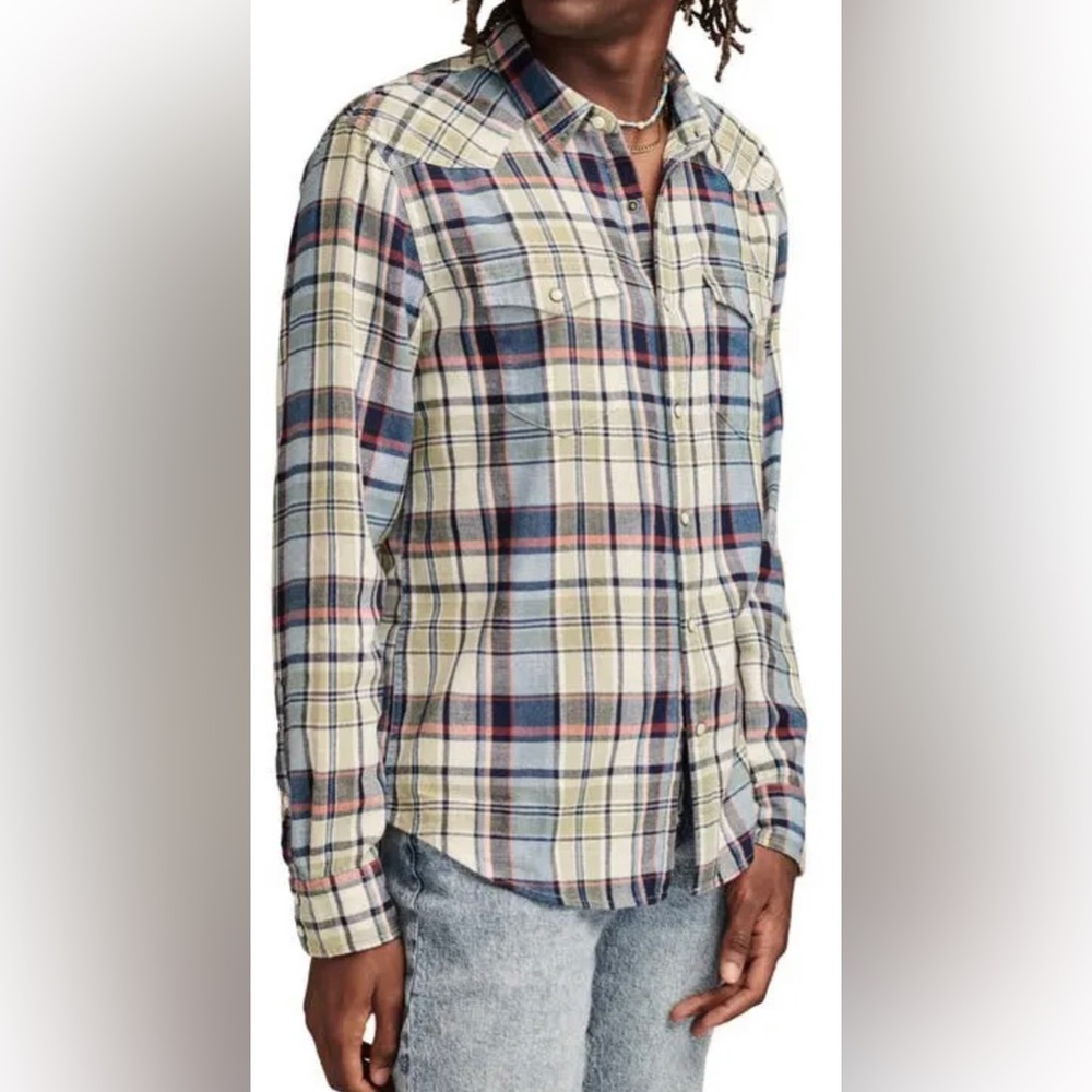 Lucky Brand Plaid Cotton Western Snap Up Shirt - Picture 4 of 7